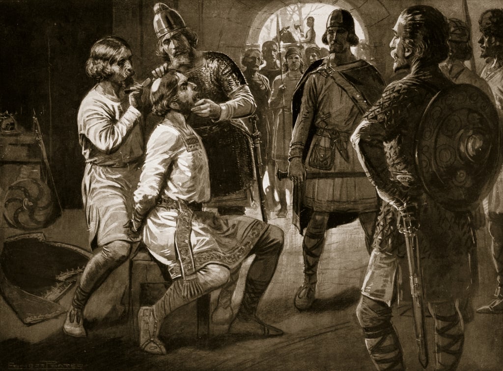 Ceolwulf, roi de Northumbrie, tondu de force, 731,...